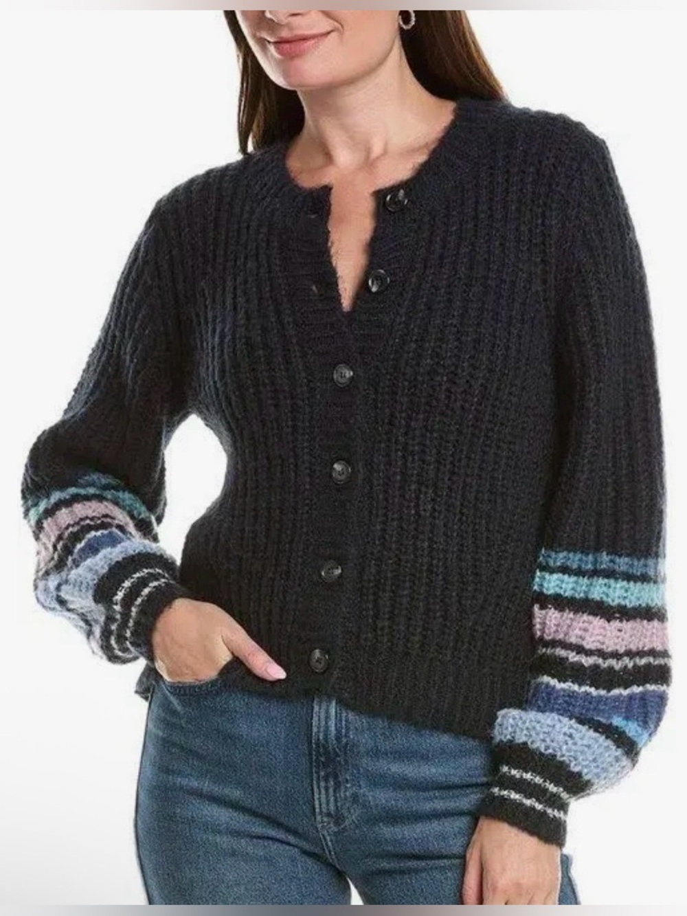 Michael Stars Lumi Striped Crew Cardigan - Picture 8 of 8